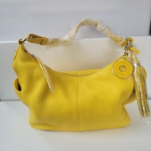 Yellow Issacc Mizrahi Leather Hobo Shoulder Bag